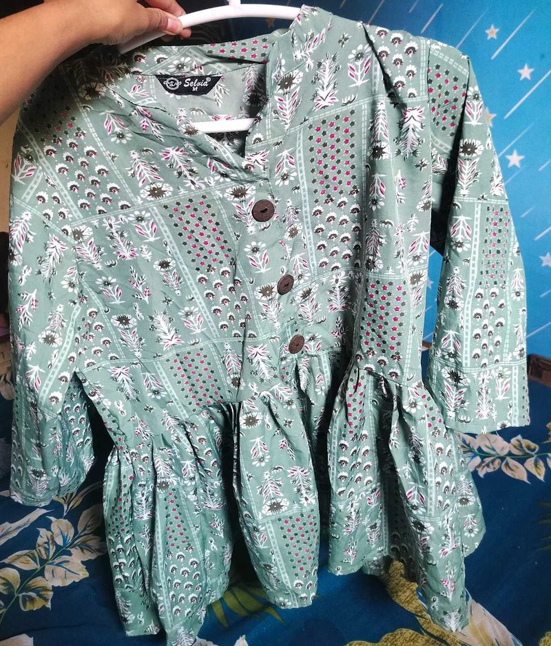 Stylish Sage Green Floral Top