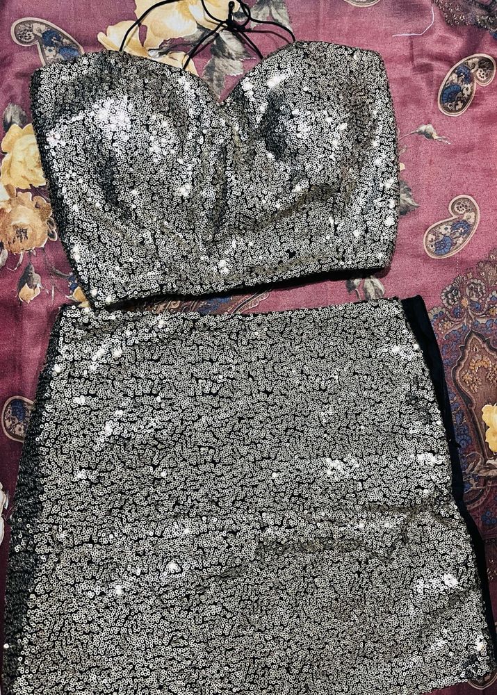 Shimmer Coord Set Top And Skirt