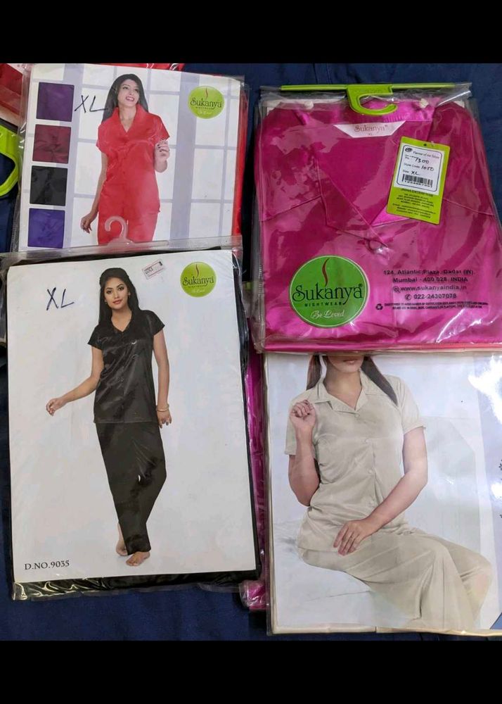 Plain Satin Night Suits