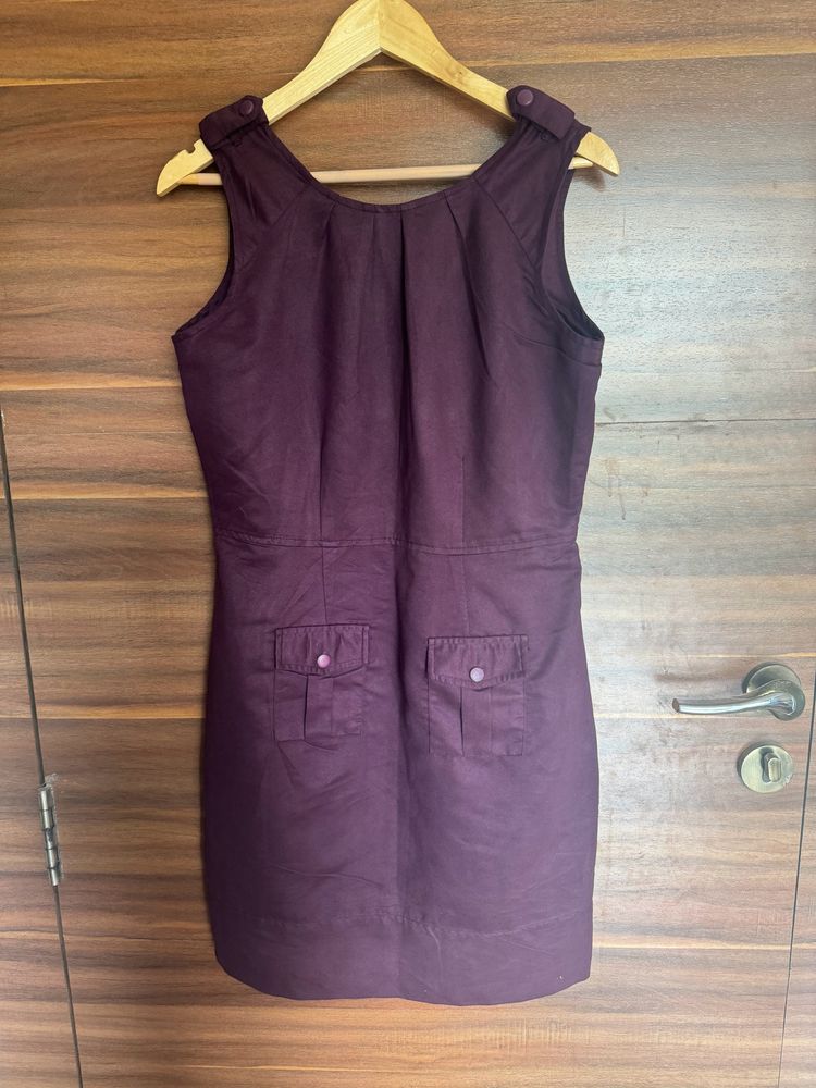 Mauve Sleevless Dress With Free Gift