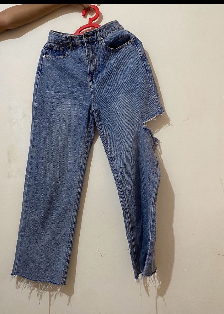 Blue flared denim jeans