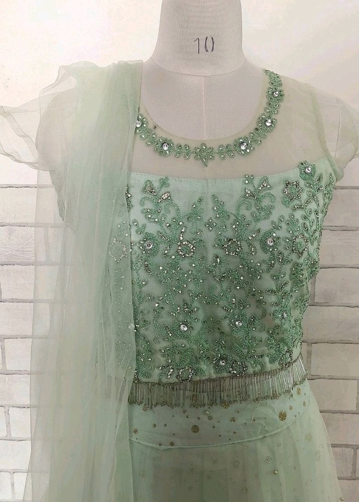 Machine Embroidery Bridal Wear Lehenga