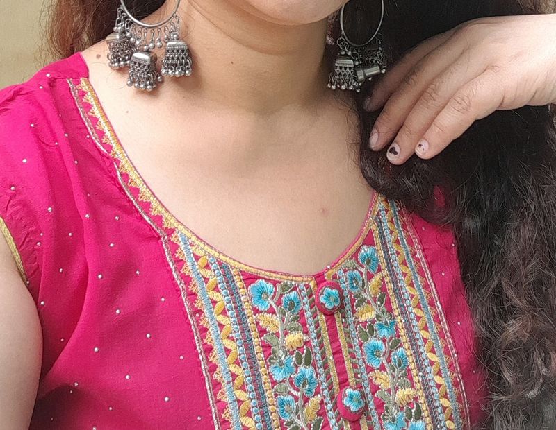 Embroidered Pink Kurti