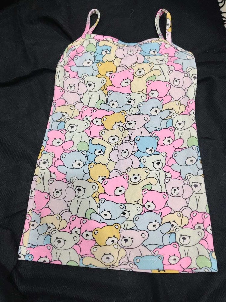 Teddy Bear Print Tank Top
