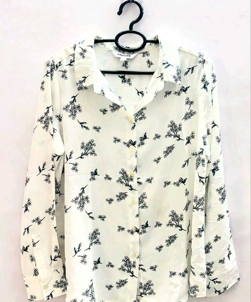 Floral Print White Top