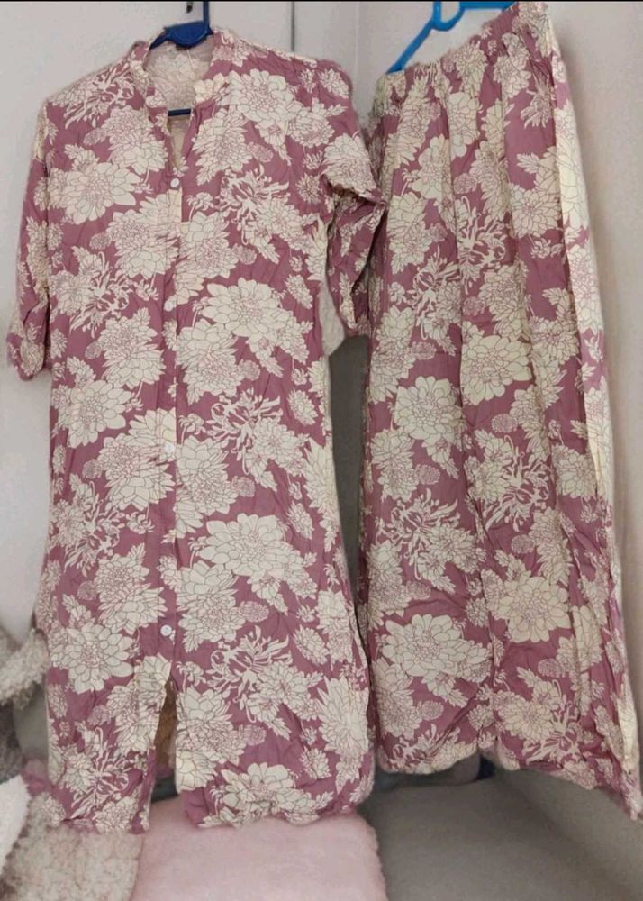 Purple Co-ord Floral Kurta Set