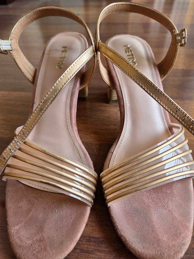 Metro Gold BLock Party Heels