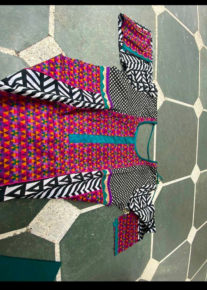 Colorful Printed Kurta Set(sami stiched)
