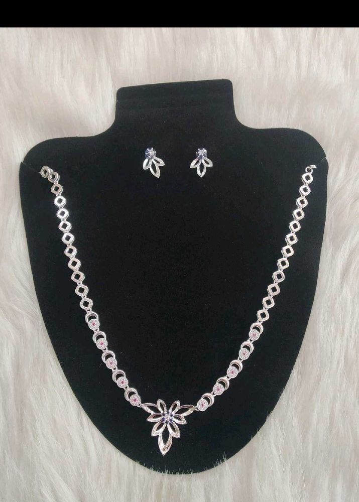 Pure Silver Necklace With Earings
