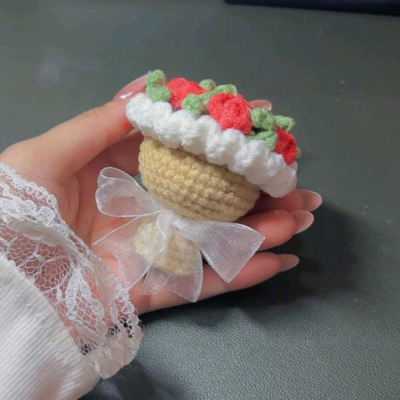 Crochet Mini Flower Bouquet Keychain