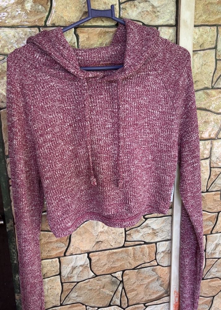 Marled Cropped Hoodie