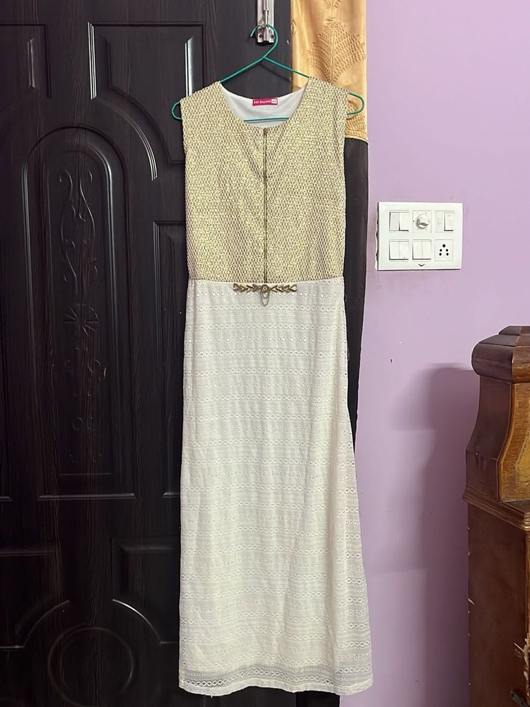 Elegant White &amp; Gold Dress
