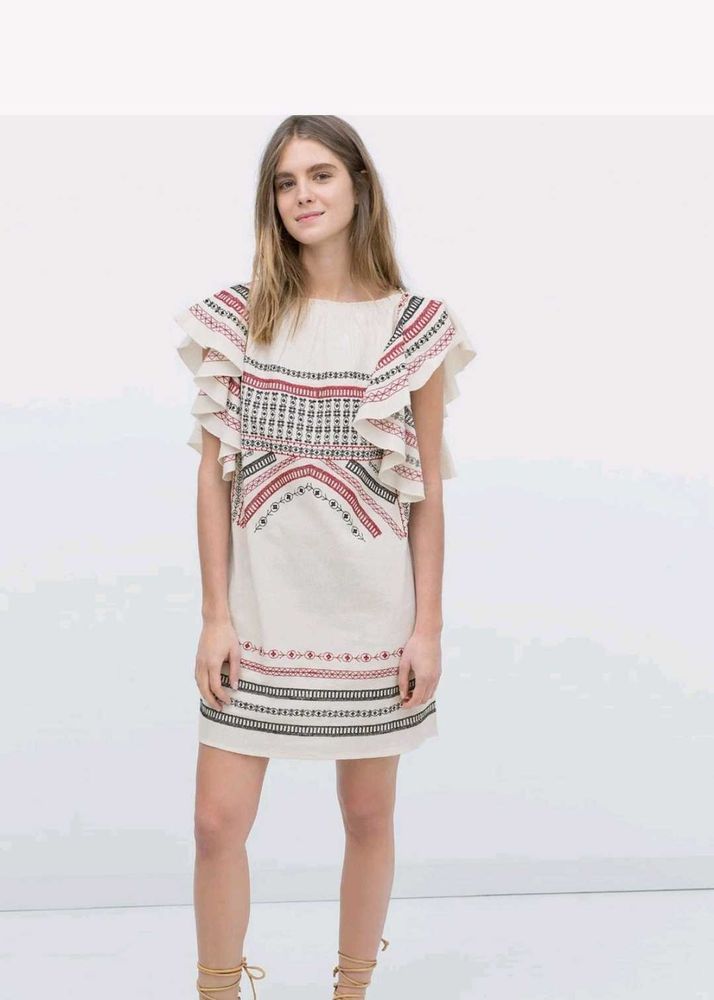 Zara Embroidered Mini Dress