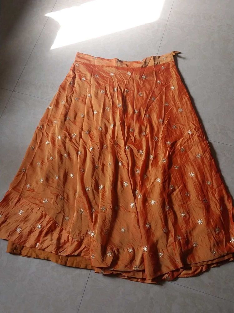 Orange Ethnic Skirt