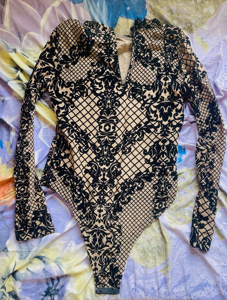 Patterned Bodysuit Top