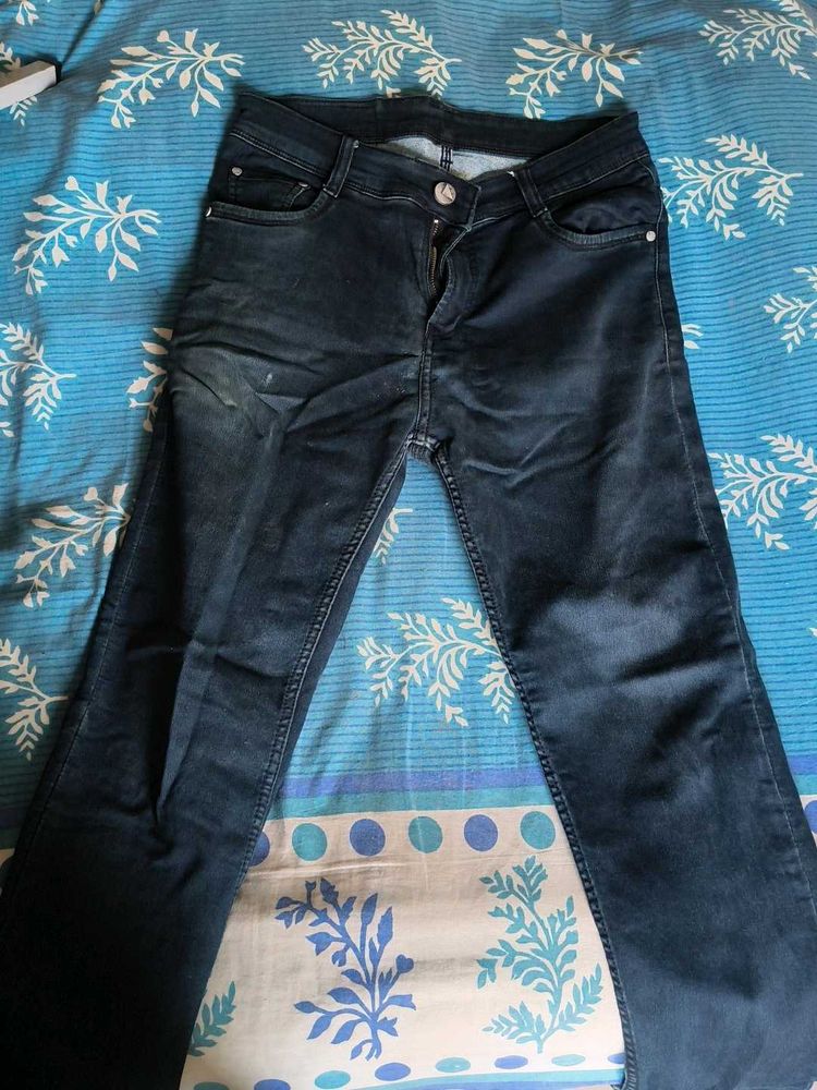 Dark Blue and green Denim Jeans