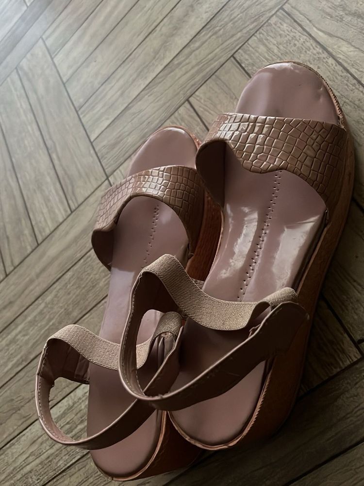 Elegant Rose Gold Wedge Sandals