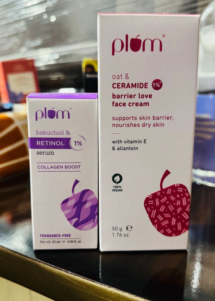 plum retinol serum and oats moisturizer