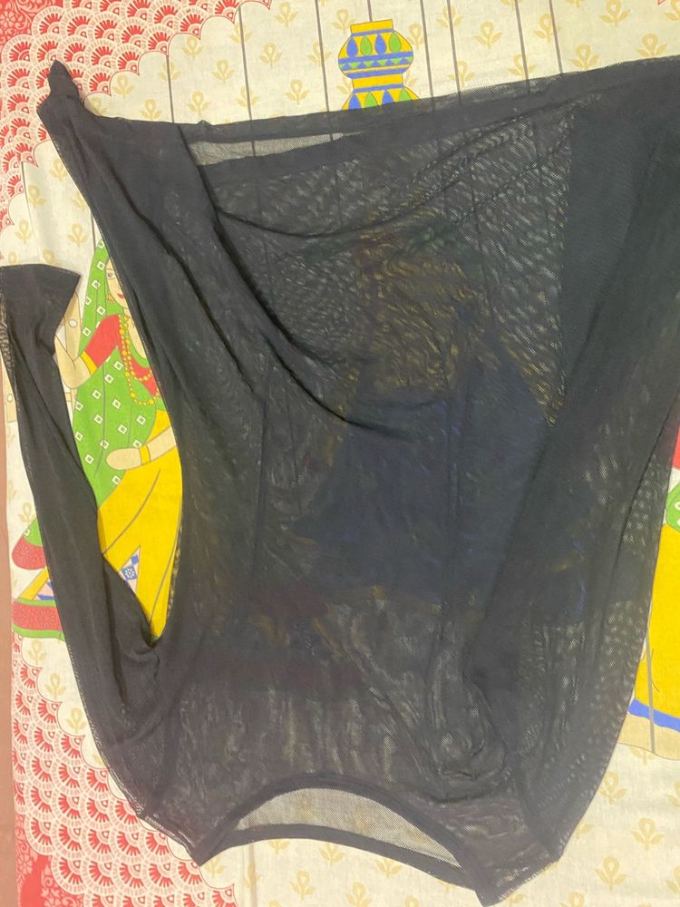 Black Sheer Long Sleeve Top