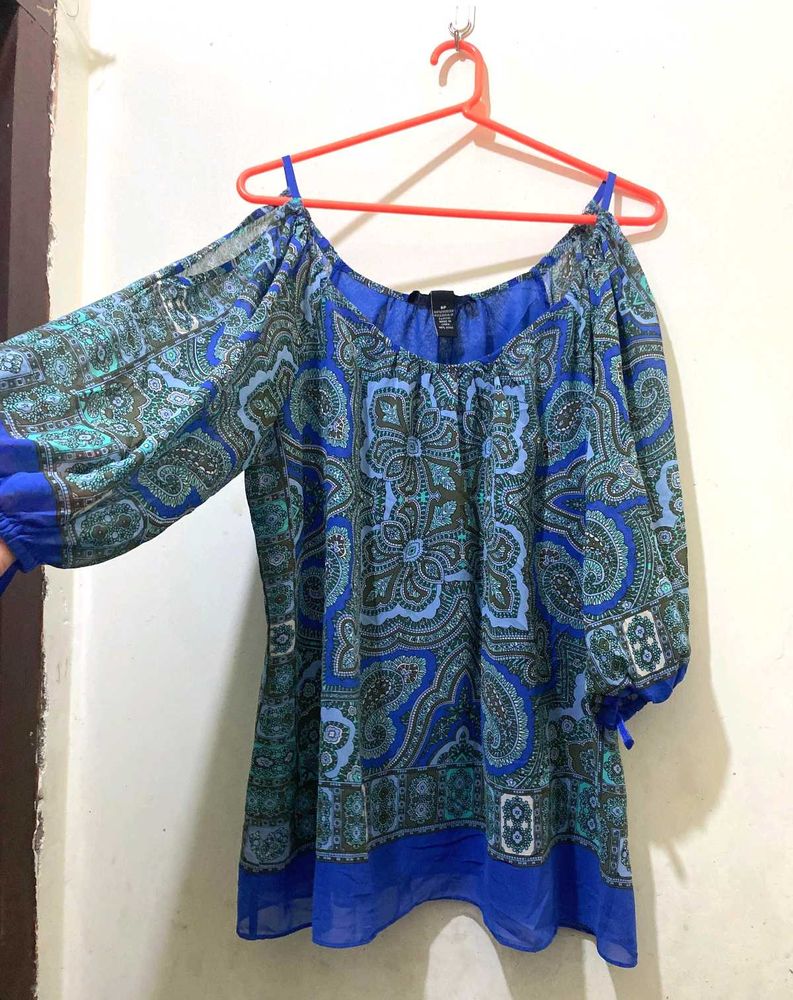 Boho Paisley Cold Shoulder TopL-24