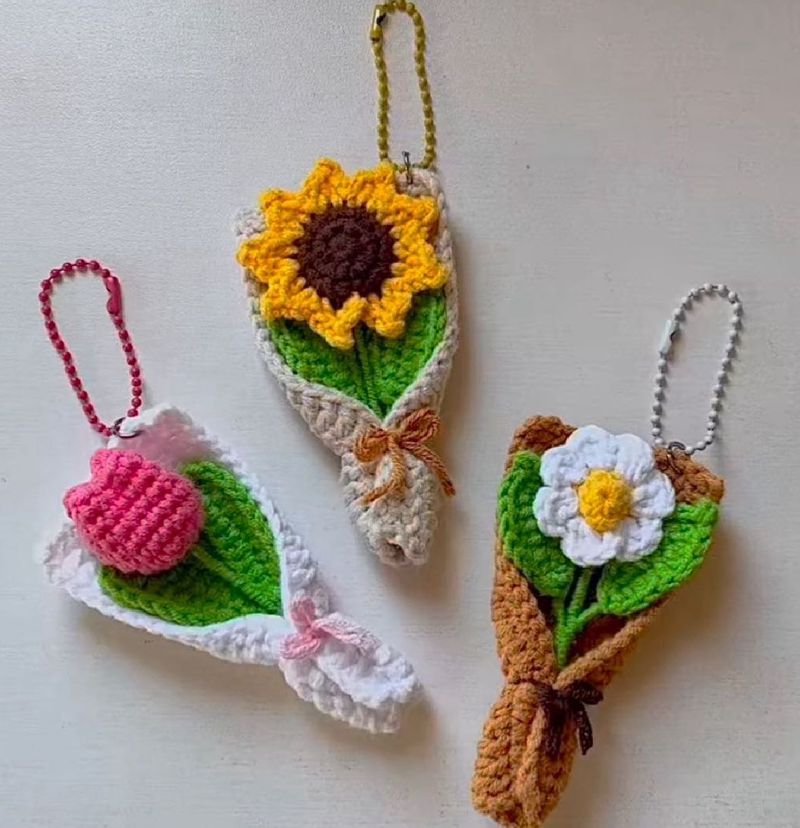 Crochet Flower Boquet Keychain
