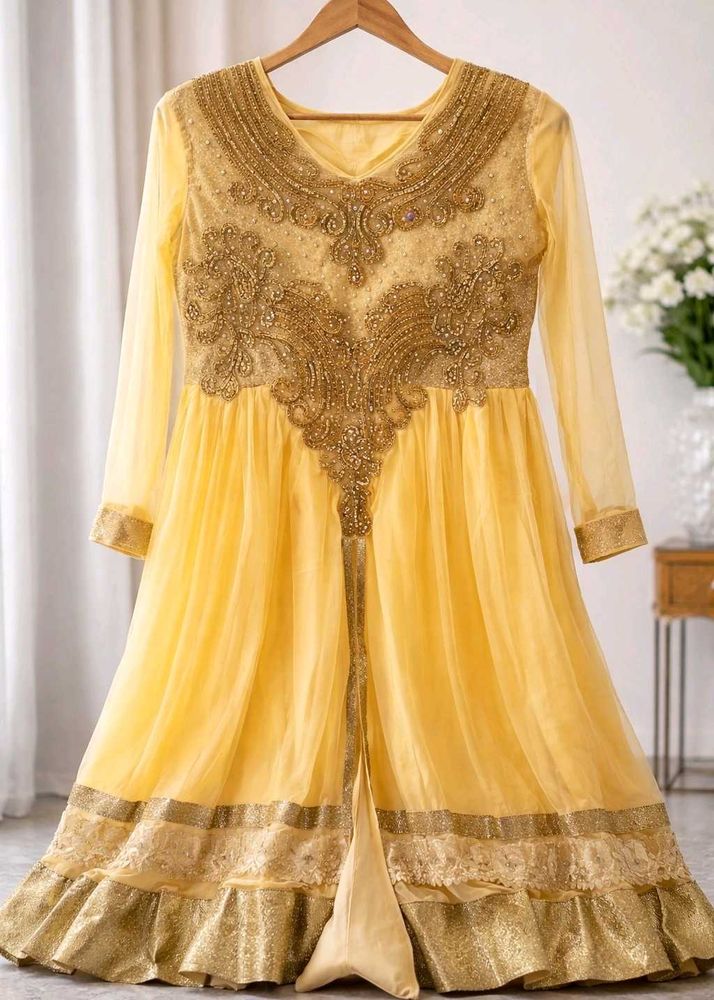 Elegant Yellow Embellished Anarkali