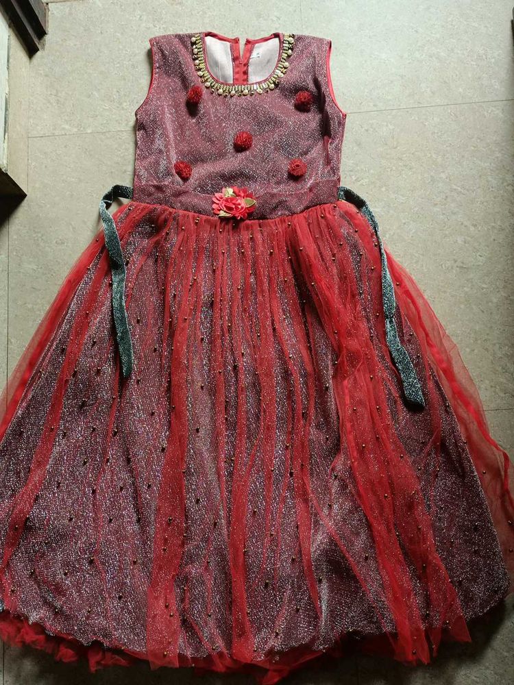Red &amp; Silver Girls&#39; Party Dress