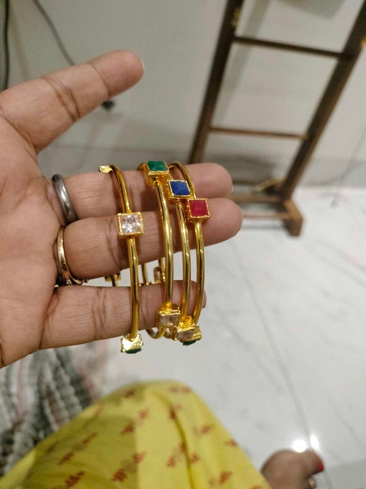 Colorful Gemstone Bangles (Set of 4) Never Used