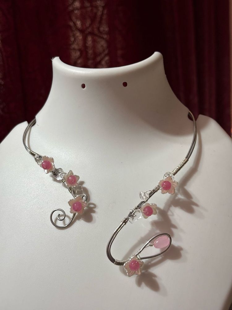 wire wrapped flower choker