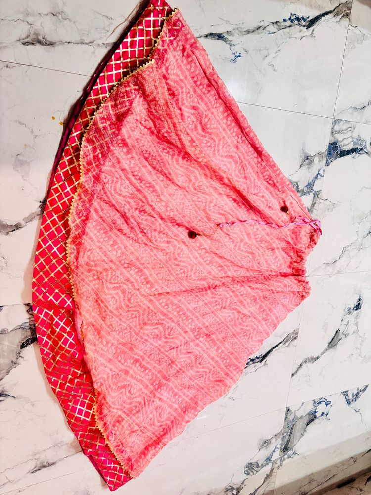 Pink Bandhani Garba Skirt