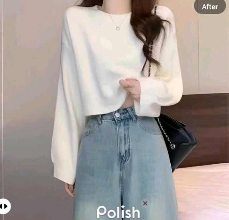 New with tag Pinterest Stylish White Crop pullover