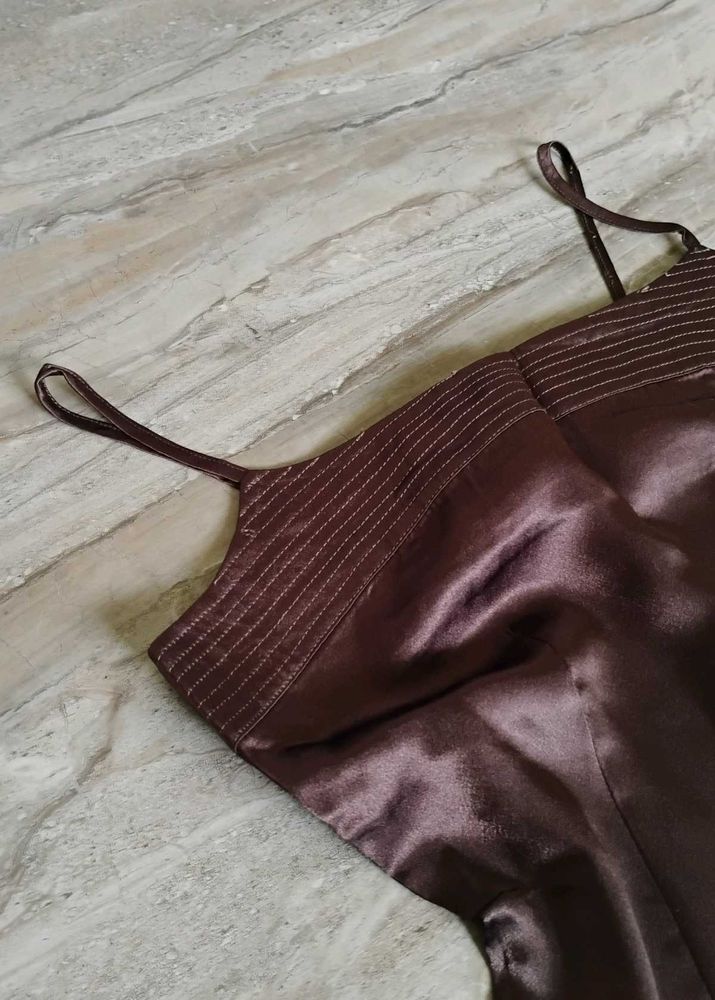 Brown Satin Slip top