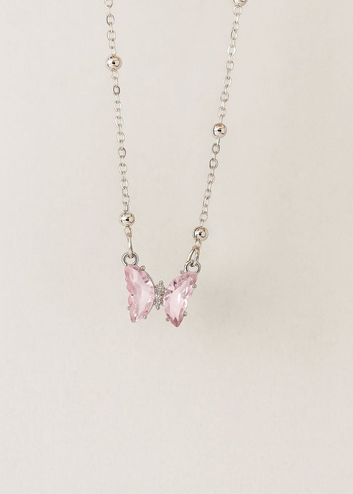 Crystal Butterfly Pendant Necklace