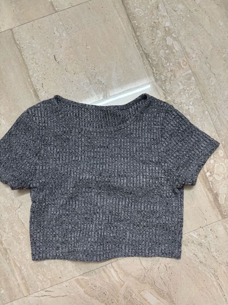 Grey Crop T-shirt
