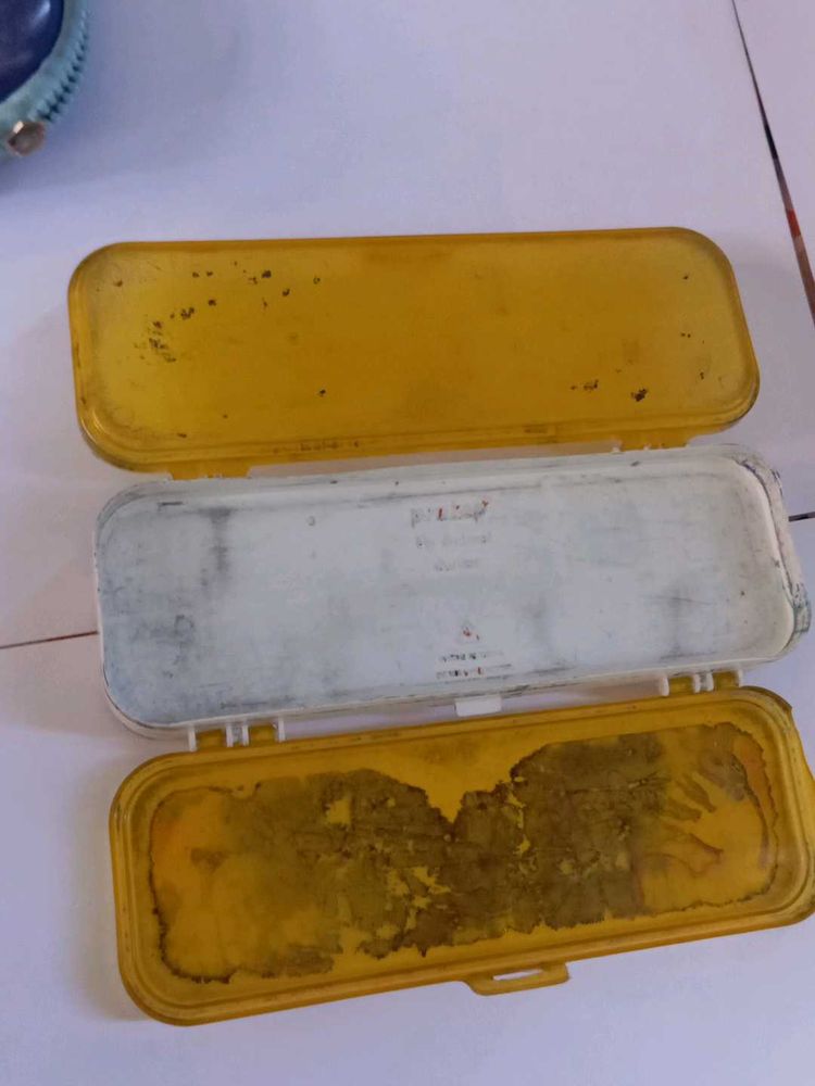 Vintage Yellow Plastic Pencil Box