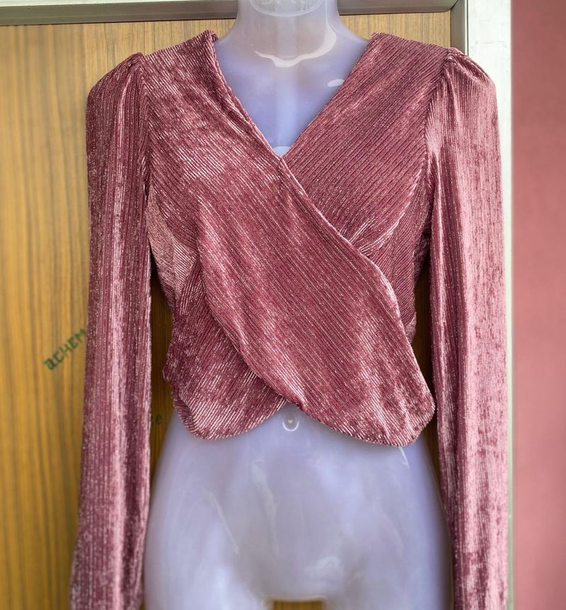 Pink Velvet Criss-Cross Top
