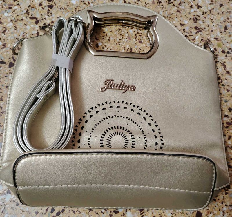Metallic Gold Top Handle Bag