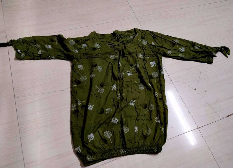Green Printed Top
