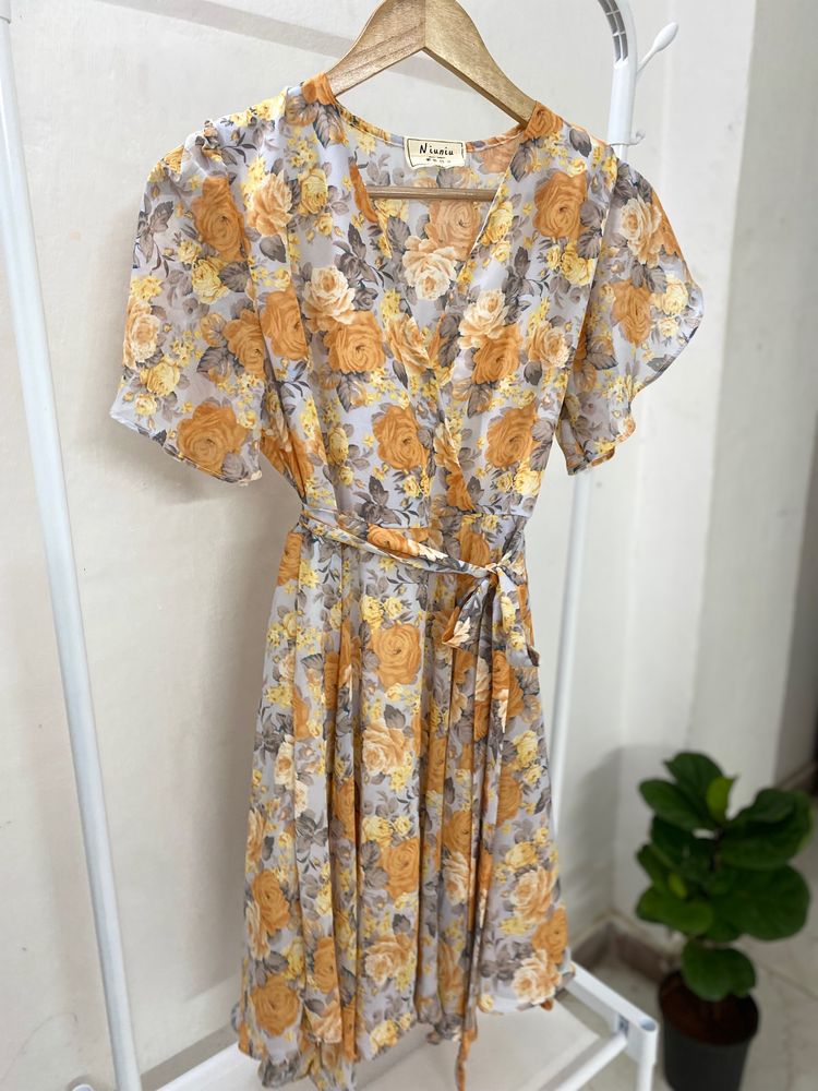 Korean Style Floral Print Dress