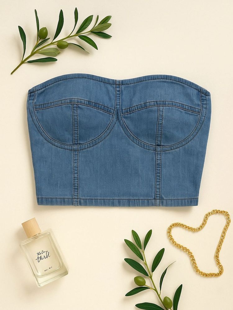 Denim Bandeau Top