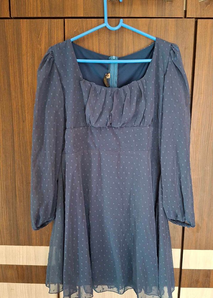 Blue Polka Dot Mini Dress