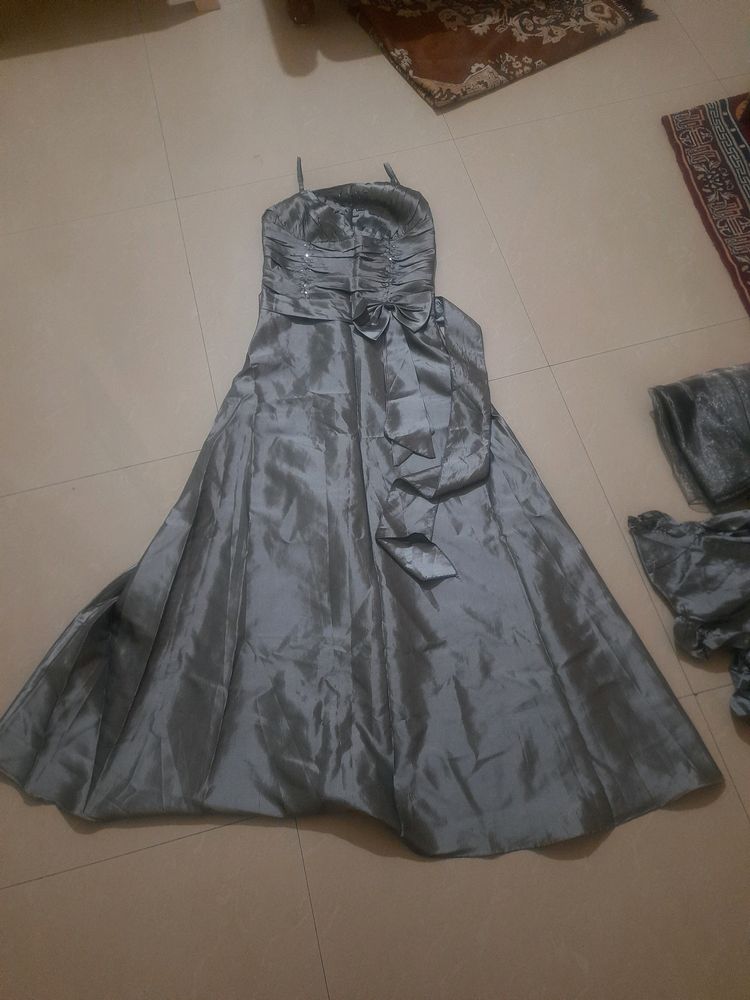 Western Princess Gown With Jacket And Dupatta