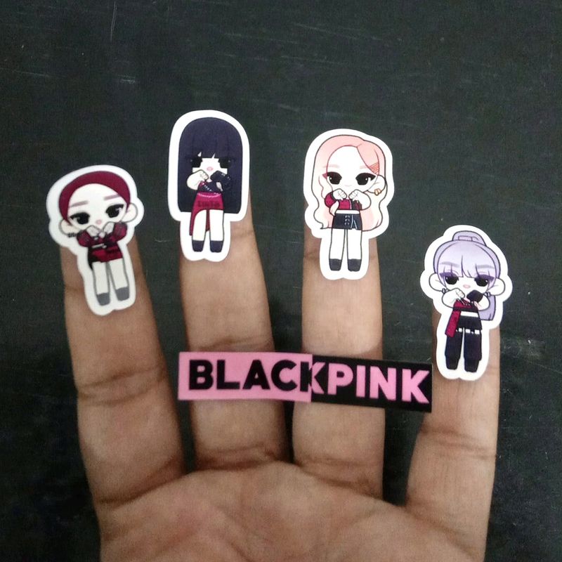 Set Of 11 Black Pink Stickers For Mobile (1 Sheet)
