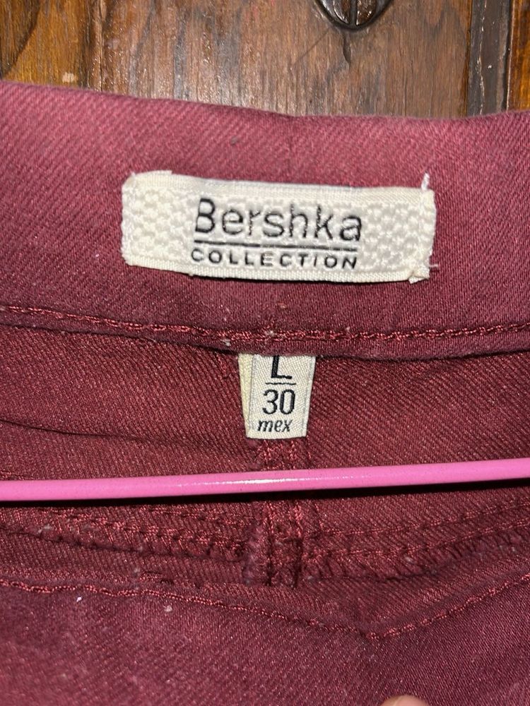 Bershka Burgundy Pants