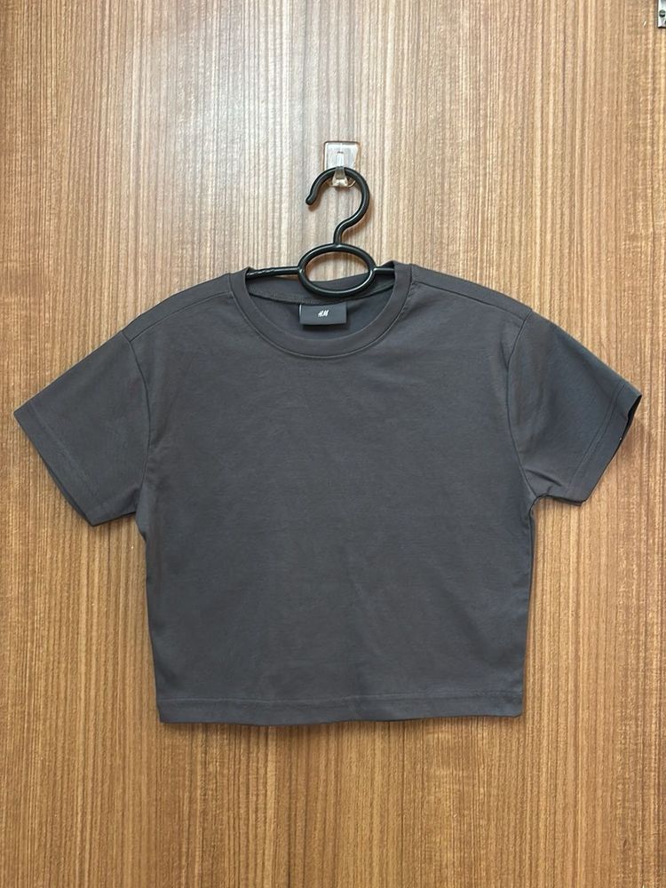 Gray H&amp;M Cropped Tee