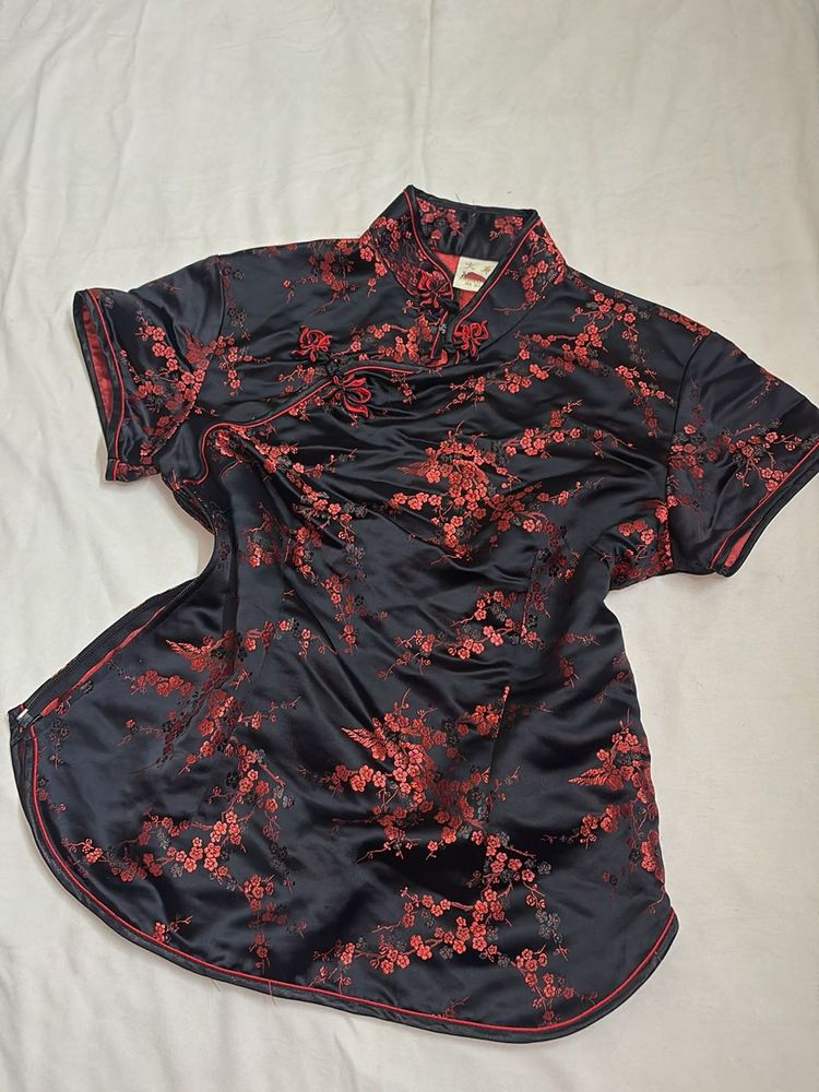 black Floral Cheongsam/Madrid top