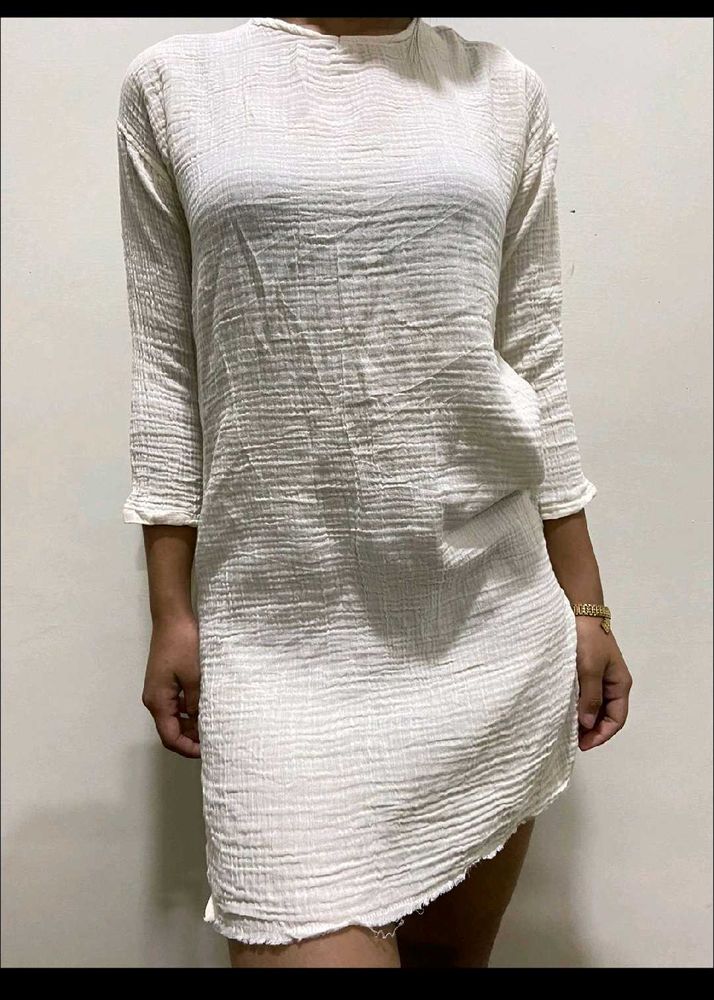 White Textured Dress
