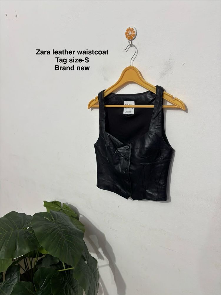 Zara Authentic Leather Waistcoat