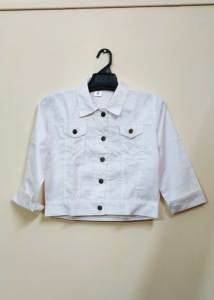 White Cropped Denim Jacket