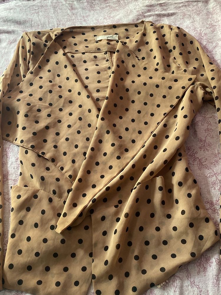 Beige Polca Dot Summer Blazer